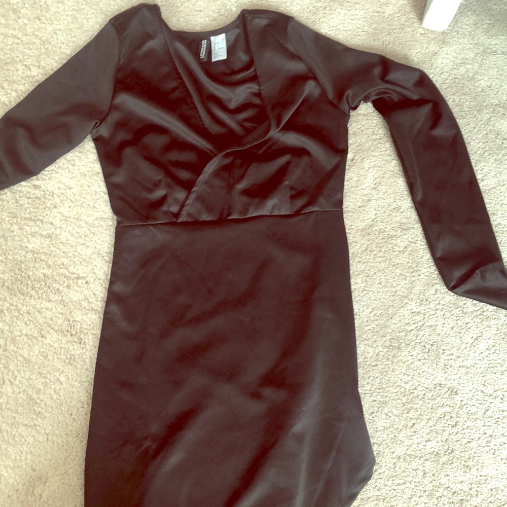 H&M black satin feeling dress